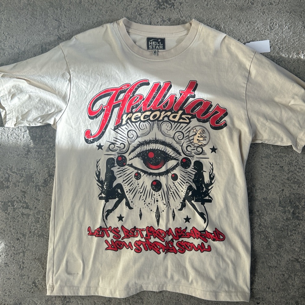 Hellstar Records Men’s Short Sleeve T-Shirt in Off-White